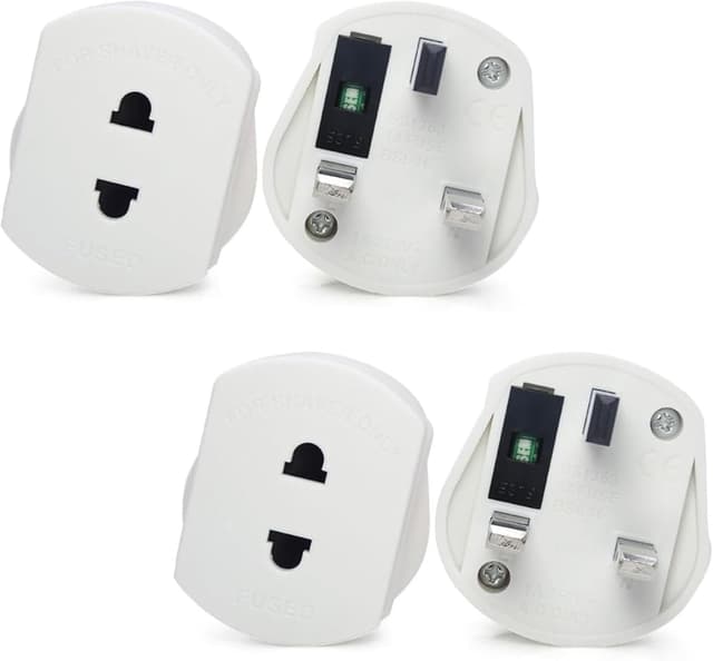 Detalle de 2 Pack UK Electric Toothbrush & Shaver Plug Adapter (2-Pin to 3-Pin) with 1A Fuse & Safety Shutters – for Oral-B, Braun, Philips & more