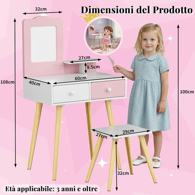 Thumbnail 6 de Clevich 2 in 1 Toeletta Trucco Bambina Rosa