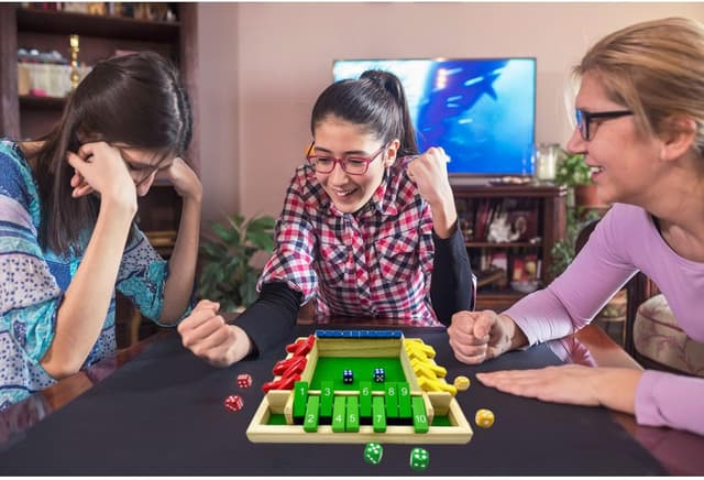 Thumbnail 3 de EACHHAHA Shut The Box 4-Spieler Brettspiel Holz