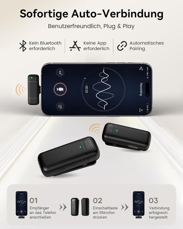 Thumbnail 1 de KUKIHO Kabelloses Lavalier Mikrofon 36h Akku