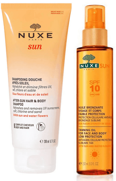 Imagen de Nuxe Sun Gel-Champú Aftersun 200 ml y Aceite Bronceador SPF10 Spray 150 ml en OfertitasTOP