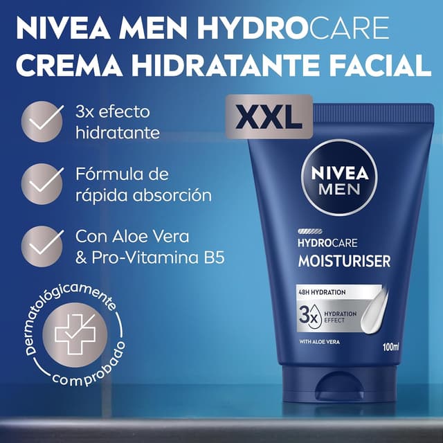 Detalle 2 de NIVEA MEN Hydrocare XXL crema hidratante facial 100 ml