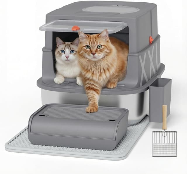 Detalle de Stainless Steel Cat Litter Box with Lid