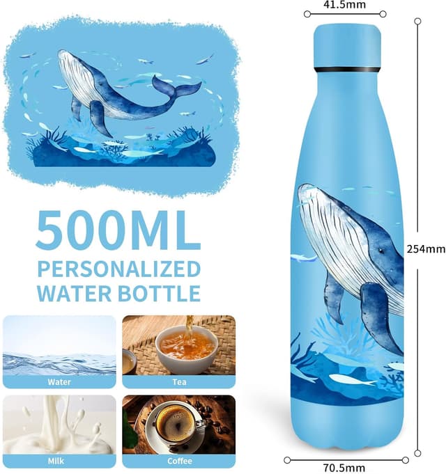 Thumbnail 2 de Ballena 500ml Botella de Agua Acero Inoxidable 🐋