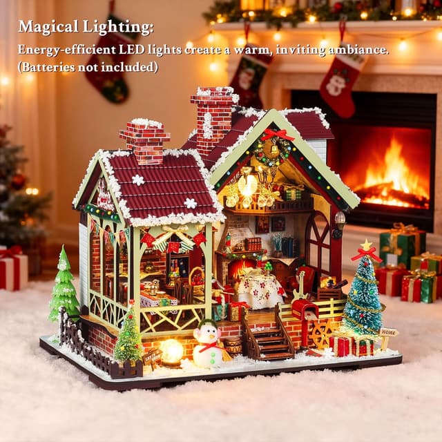 Detalle de Lycidae Christmas DIY Book Nook Kit with Music (LED) – miniature dollhouse-style build