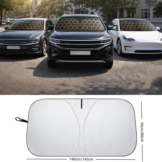 Detalle de Parasole auto per parabrezza interno pieghevole riflettente con protezione UV 142 x 70 cm