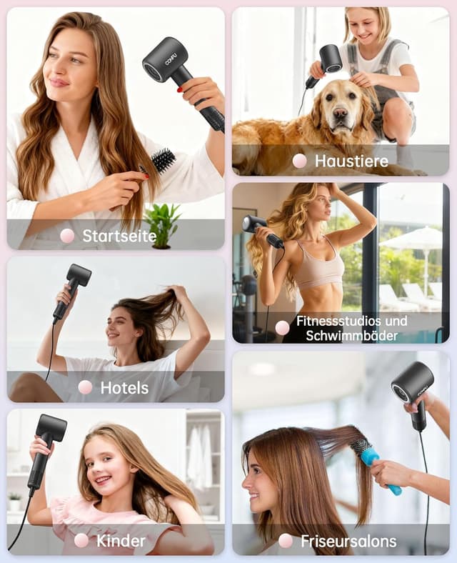 Thumbnail 6 de CONFU Haartrockner 1500 W 200 Mio Negativ-Ionen