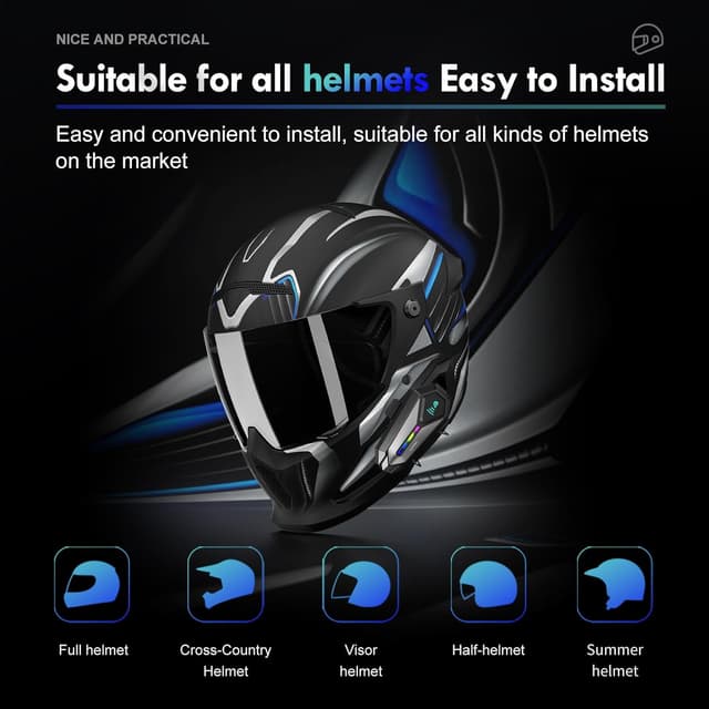 Thumbnail 5 de LUVIN Motorcycle Helmets Bluetooth Headset 1000mAh