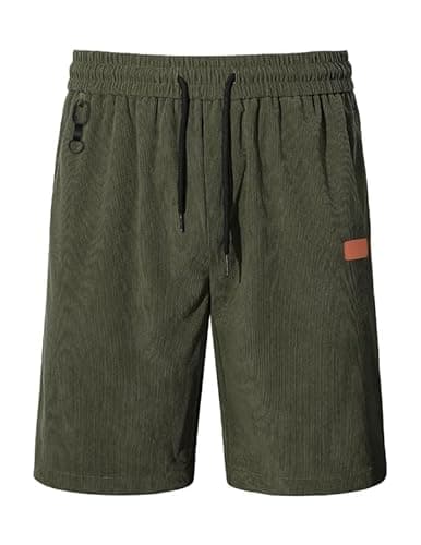 Detalle de TARAINYA Corduroy Kurze Hosen Herren aus Baumwolle mit Kordelzug und Taschen