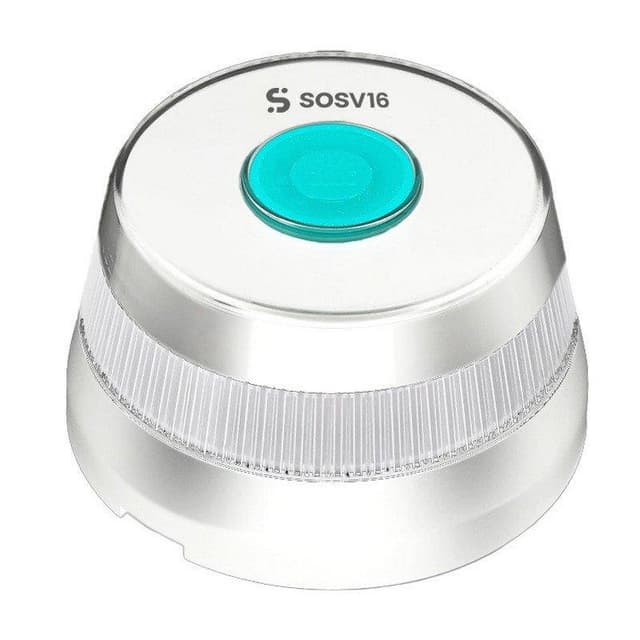 Detalle 2 de Baliza SOSV16 GPS blanca 12 años, visibilidad 1 km