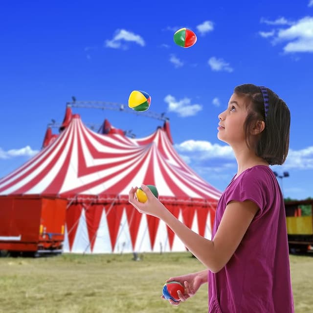 Detalle 2 de Relaxdays 5 pelotas malabares Ø 6,5 cm multicolor 🤹