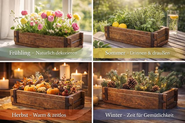 Detalle de MC-Trend 2er-Set Ziegelsteinform aus Holz mit Metallbeschlägen – rustikale Blumenkiste im Vintage-Look, jedes Stück ein Unikat