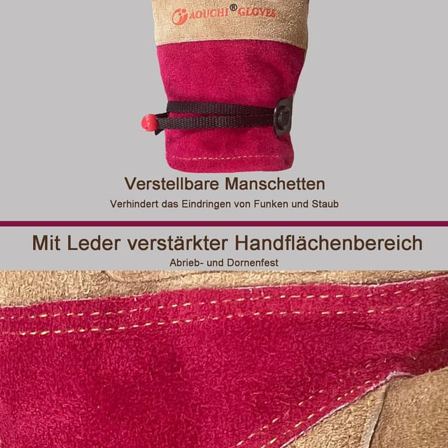 Detalle de AOUCHI Lederhandschuhe für Gartenarbeit klein
