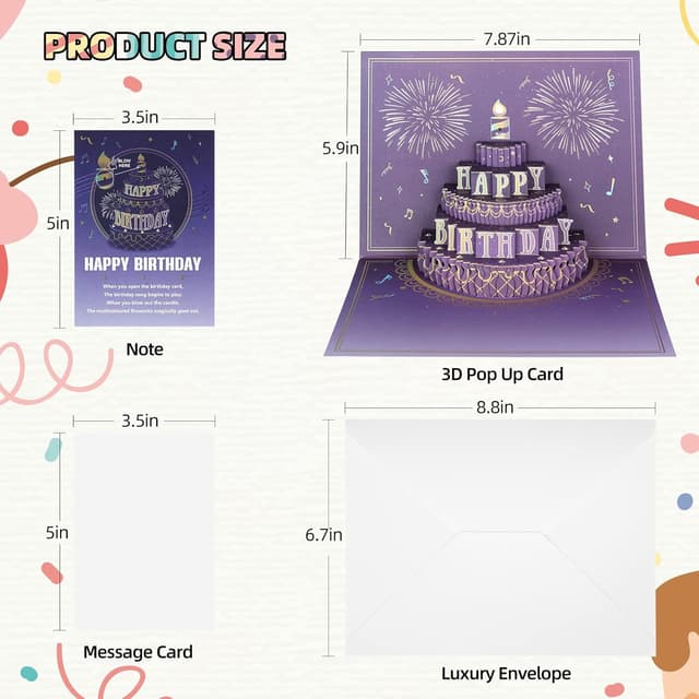 Thumbnail 5 de WUJUN 3D Pop Up Firework Musical Birthday Card