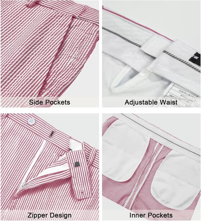 Detalle de Mrbuerly Men’s Blue Seersucker Summer Suit Set (Slim Fit) for Weddings