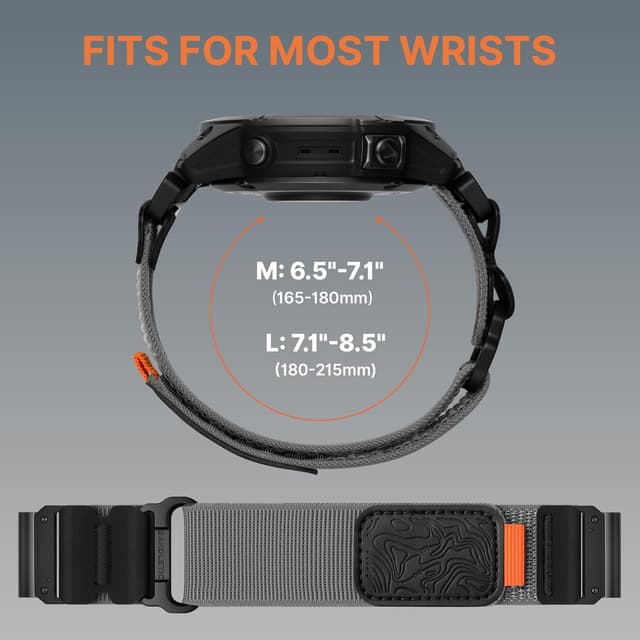 Detalle 2 de Bandletic QuickFit 22mm nylon strap compatible with Garmin Fenix 6/7/8 and Forerunner 965/955