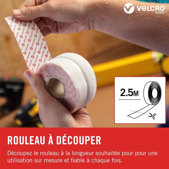 Detalle de Ruban Velcro auto-agrippant adhésif à crochets et boucles (noir) 20 mm x 10 m