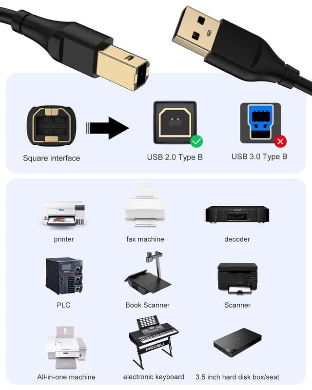 Thumbnail 6 de HP Printer Cable 6ft USB A to B cable for printers ๐จ