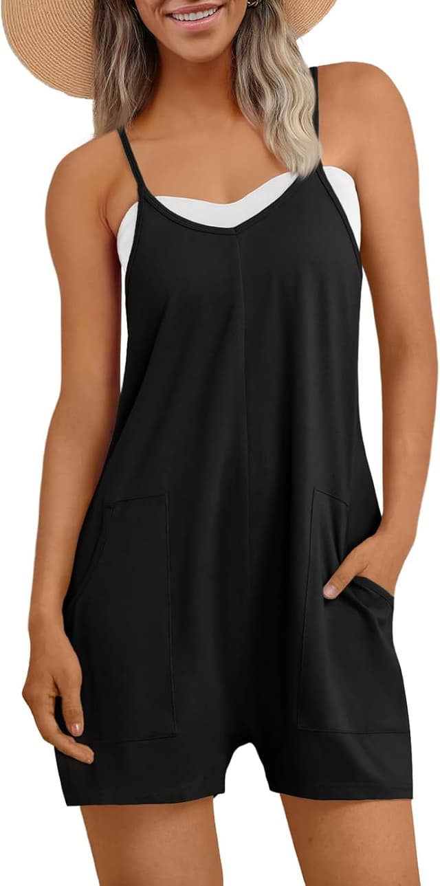 Detalle de AUTOMET Women’s Cotton-Lycra Rompers & Jumpsuits with V-Neck and Side Pockets