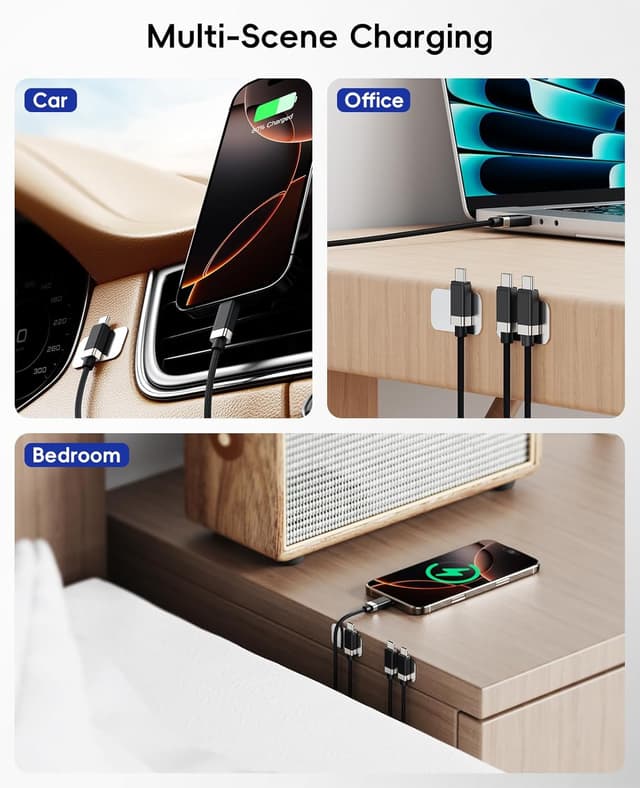 Detalle de Magtame 2-Pack StayCable Magnetic USB-A to USB-C Charging Cable (1.5m) – Anti-drop braided 3A fast charging