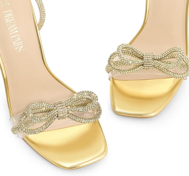 Thumbnail 5 de DREAM PAIRS Double Bowknots Clear Slingback Heels 👠