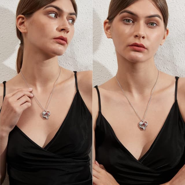 Detalle 2 de Miaofu Halskette Damen „Mutter und Tochter“ mit Herz aus 925 Sterling Silber & 5A Zirkonia, 45–48 cm