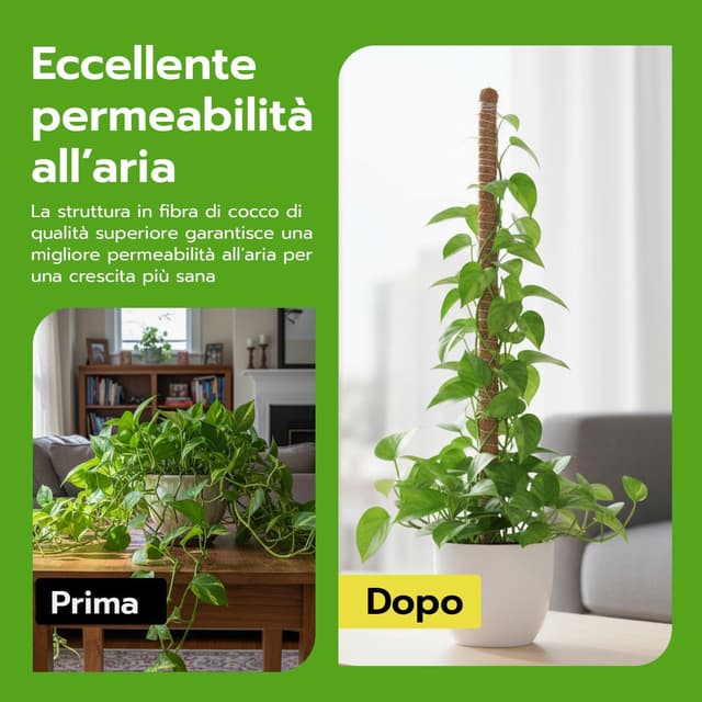 Detalle de Wigearss 2 pezzi bastoni di muschio in fibra di cocco (cocco coir moss pole) pieghevoli da 60 cm per piante rampicanti