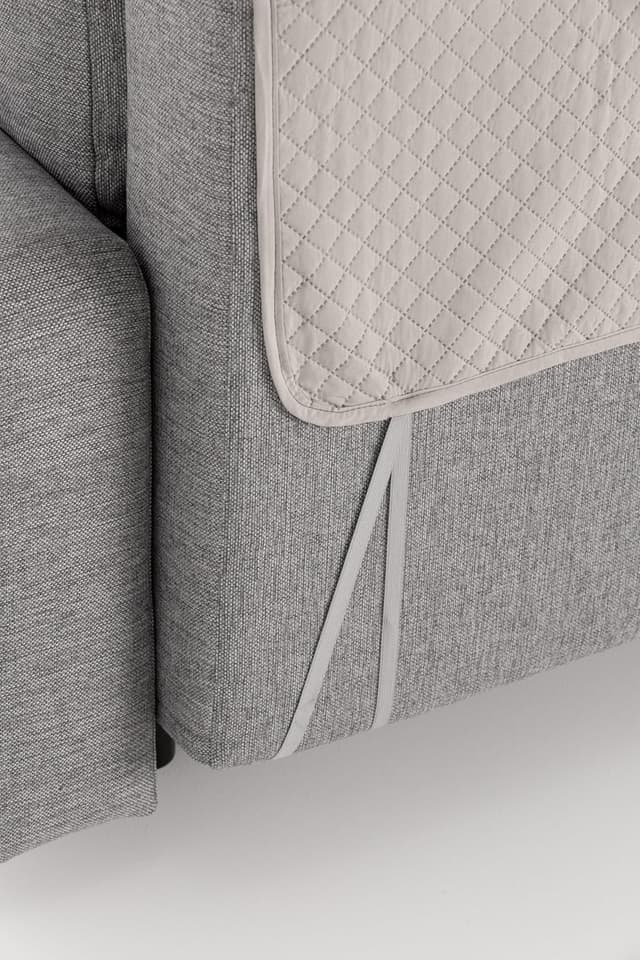 Detalle 2 de Housse Textil-Home pour canapé d’angle droit 200 cm avec accoudoirs Adele – réversible matelassée ivoire, anti-taches