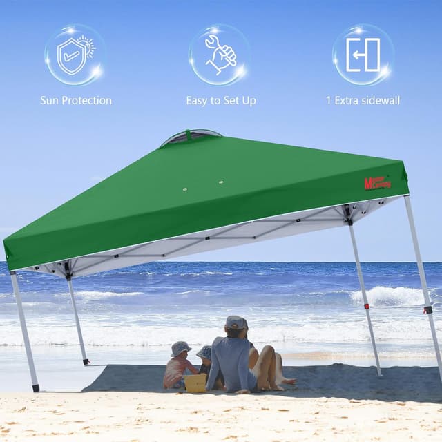 Detalle 2 de MasterCanopy Durable EZ Pop-up Gazebo Tent with 1 Sidewall (3x3M) – Forest Green