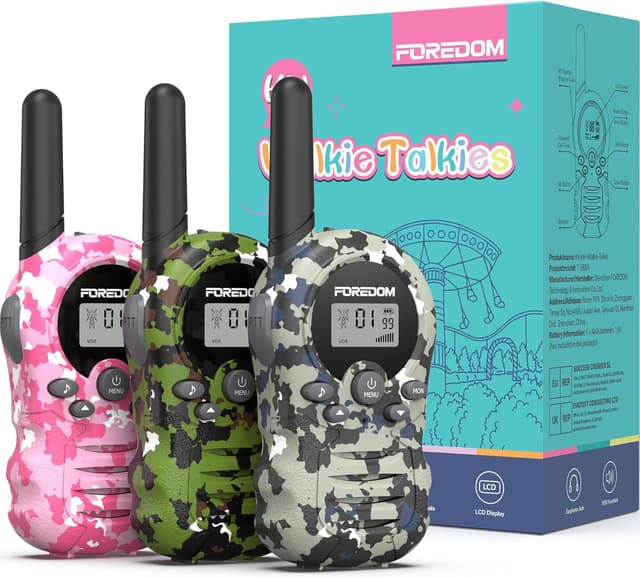 Detalle de FOREDOM Walkie-Talkies für Kinder – 3er-Set (3 bis 12 Jahre) mit 8 Kanälen und bis zu 3 km Reichweite
