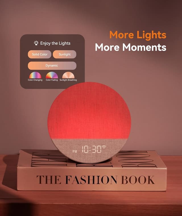 Detalle de Dreamegg Sunrise Alarm Clock Wake-Up Light with App Control (Sunset Sleep & 34 Sounds)