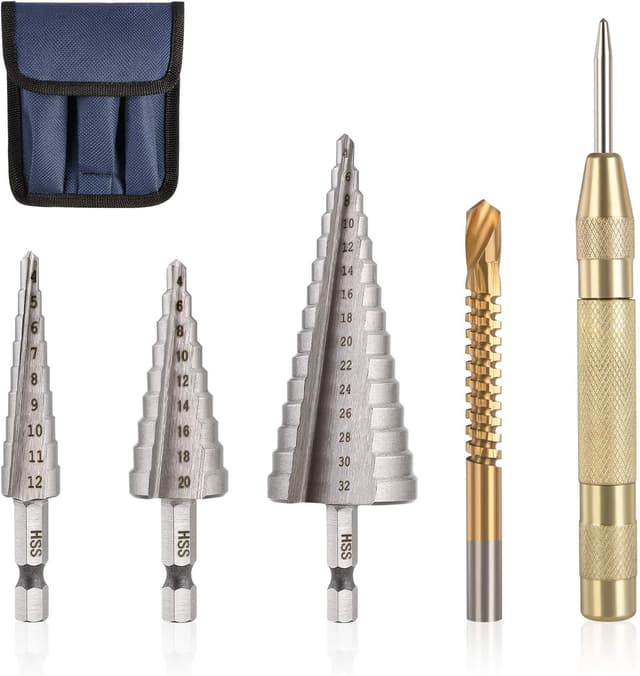 Detalle de flintronic Punte Coniche a gradini HSS con rivestimento al titanio (4-12/4-20/4-32 mm)