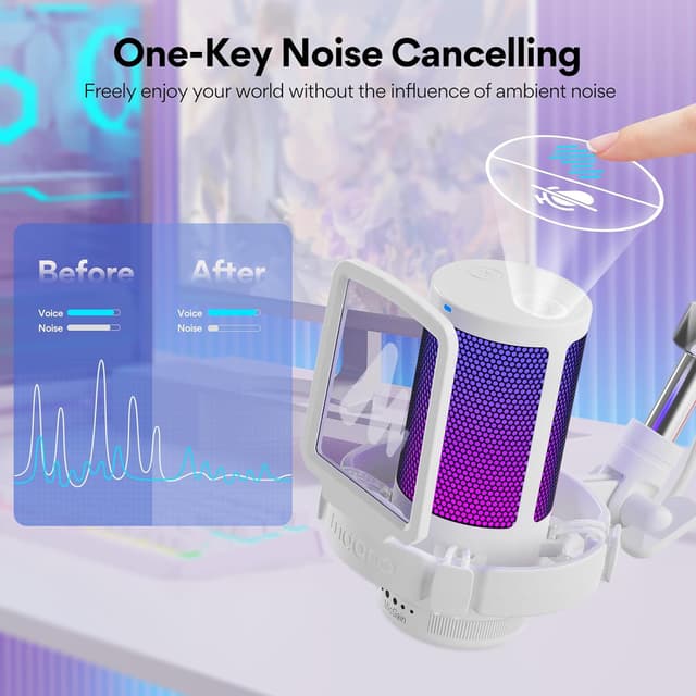 Detalle de MAONO DGM20S Gaming-USB-Mikrofon mit RGB, Noise-Reduction und Stummschaltung