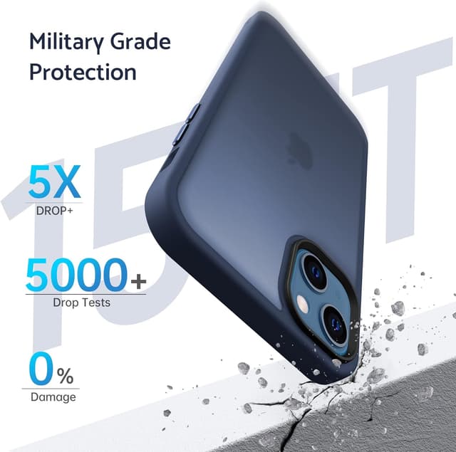 Detalle de Anqrp Matt Zero Serie für iPhone 13 Mini – dünne, matte Schutzhülle mit Kamera- und Kantenschutz, dunkelblau