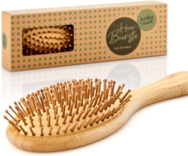 Detalle de bambuswald© Brosse à cheveux durable 100% bambou à poils naturels antistatiques