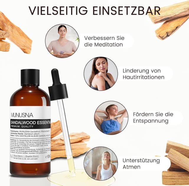 Detalle de Ätherisches Sandelholzöl 100 ml von MUNUSNA