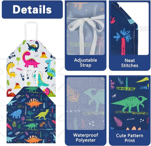 Thumbnail 2 de HOTUT Kids Aprons 2-Piece Dinosaur Print