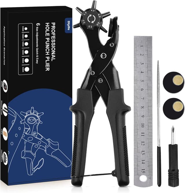 Detalle de Leather hole punch plier set