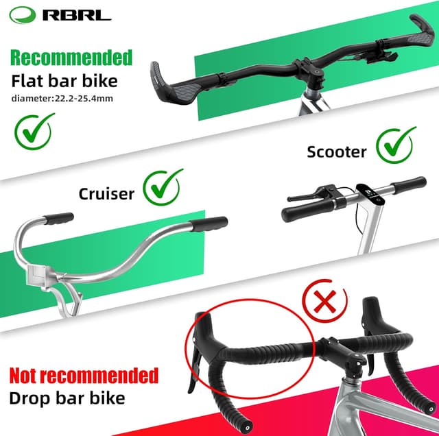 Detalle de RBRL Bike Mirror for Ebike, Aluminium Alloy Handlebar Mount Rear View (Right) – Anti-shake, Foldable HD Glass