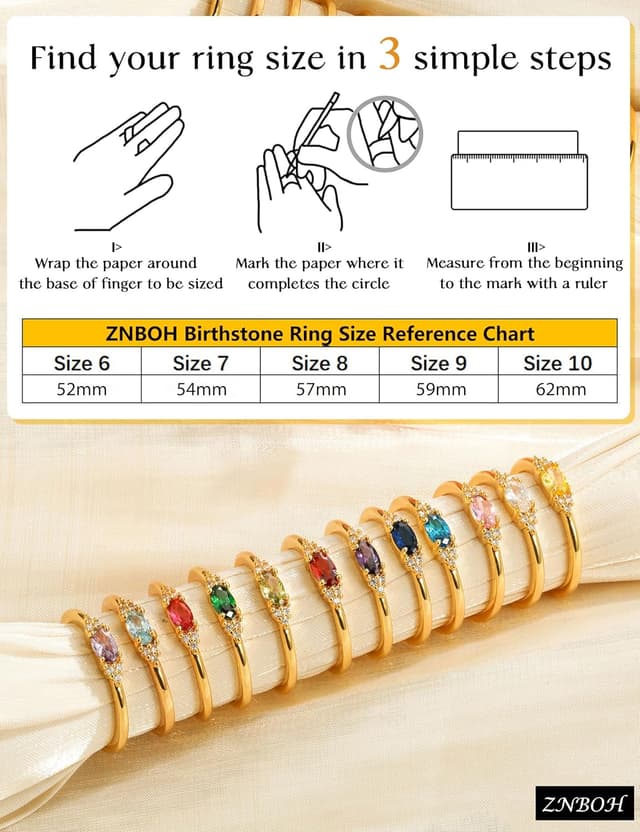 Thumbnail 4 de ZNBOH Geburtsstein Ring 18K vergoldet