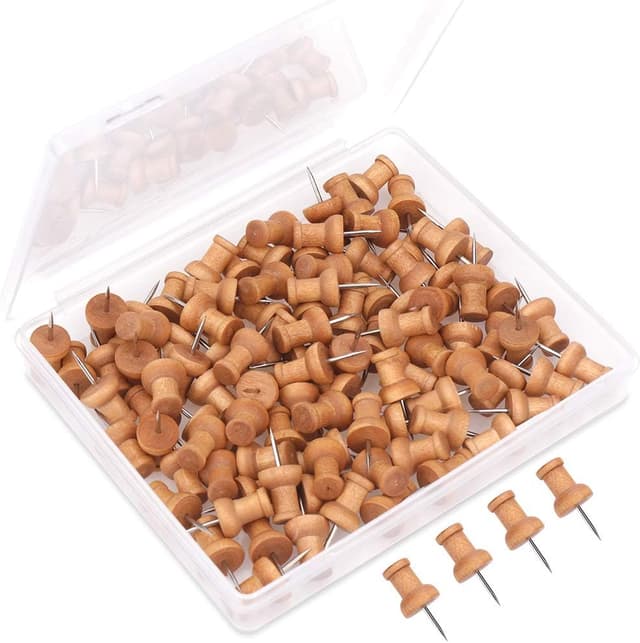 Detalle de H&S 100pcs Wooden Push Pins for cork