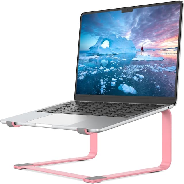 Detalle de SOUNDANCE Metal Laptop Stand for Desk (Pink) – Ergonomic Riser for 12 to 17.3-inch Laptops