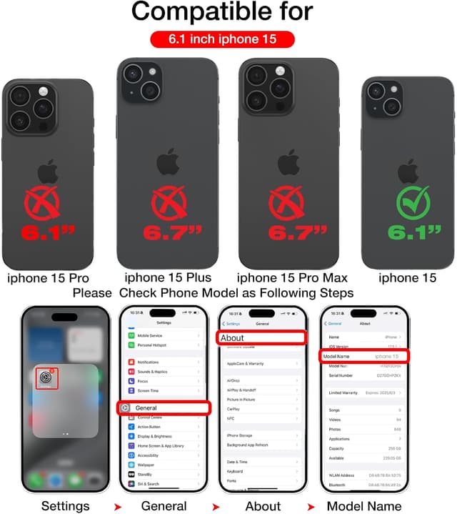 Detalle 2 de KSELF Leather Case for iPhone 15 (6.1-inch) — Thin, Flexible Soft-Grip Brown Cover with Metal Kickstand