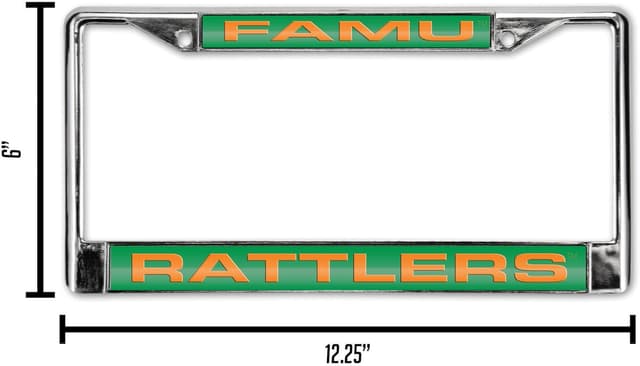 Detalle de Rico Industries NCAA Unisex Laser-Cut Chrome License Plate Frame (12" x 6")