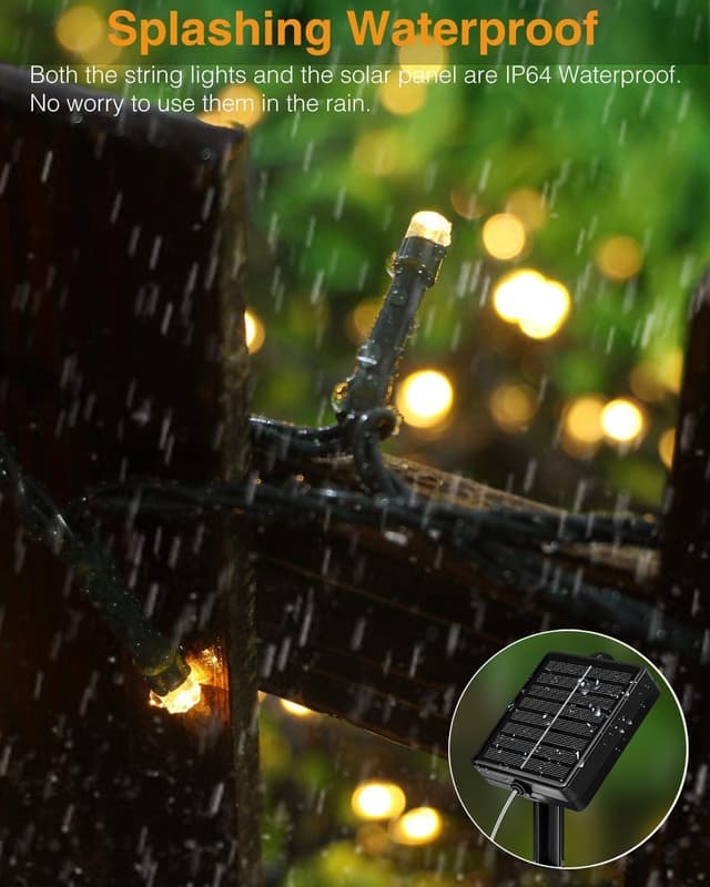Detalle de kolpop Solar Fairy Lights Outdoor (24m/79ft, 240 warm white LEDs, IP55, 8 modes)