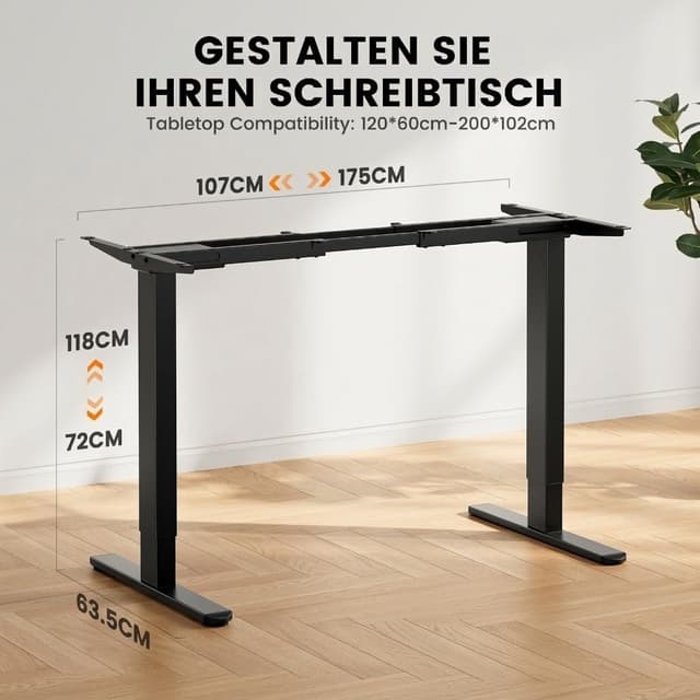 Detalle de ErGear Höhenverstellbarer Schreibtisch 120 kg
