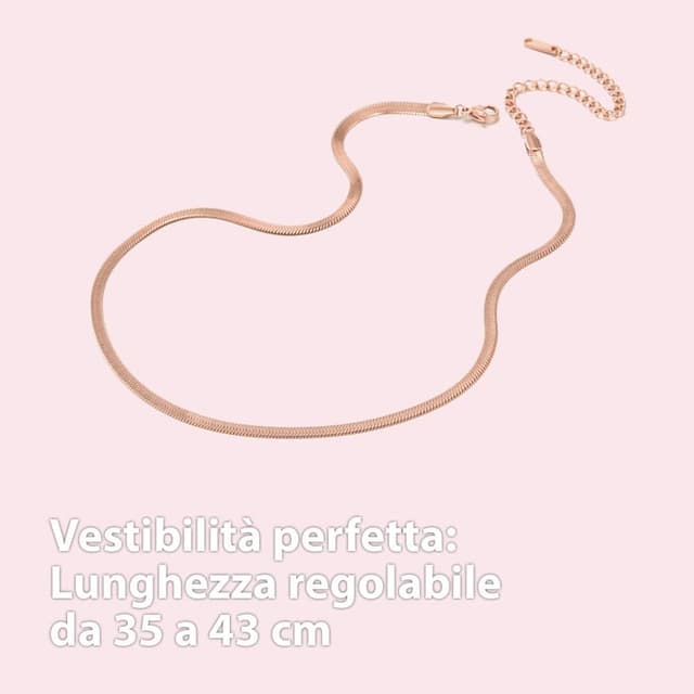Detalle de BONNYBIRD BonnySnake collana donna in acciaio chirurgico 316L multifilo placcato in argento, oro e oro rosa