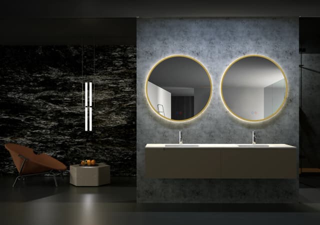 Detalle 2 de Ledimex Espejo de baño redondo oro 🪞