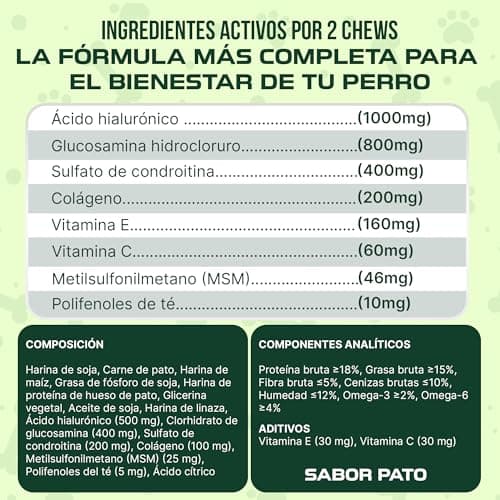 Detalle 2 de Acevit Nutrition Condroprotector para Perros 100% Natural (150 uds) con glucosamina, condroitina y MSM