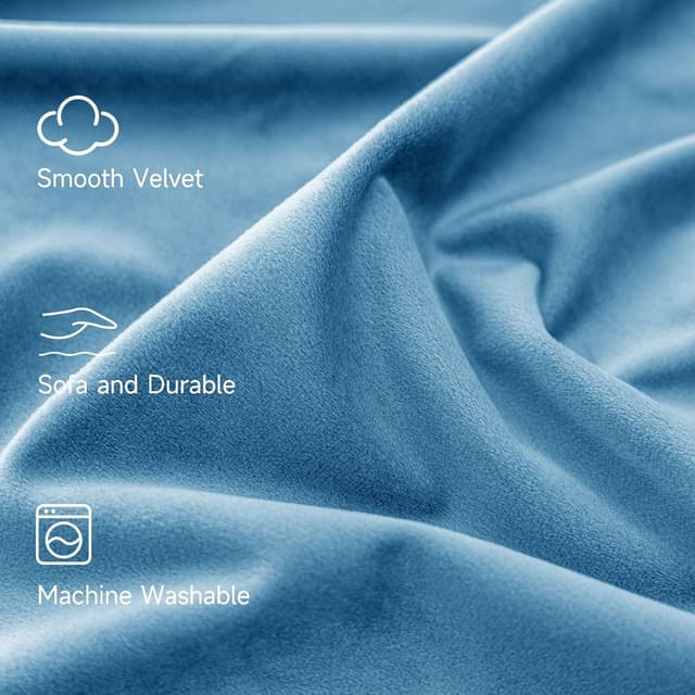 Detalle de Ystyle Rideau occultant en velours (lot de 2) 140 x 180 cm pour salon, isolation thermique et anti-bruit – Bleu